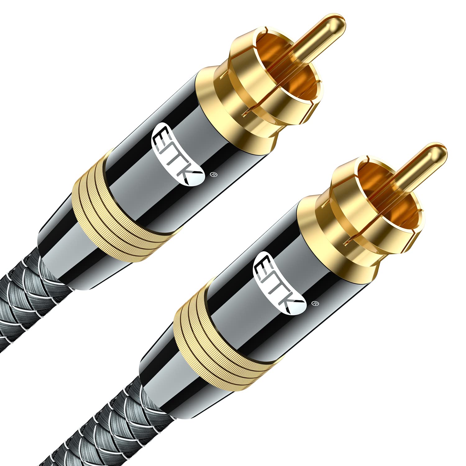Photo 1 of EMK 1.5Ft RCA to RCA Subwoofer Cable - 24K Gold-Plated, Nylon Braided RCA Audio Cable, Double Shielded Digital Coaxial Cable for Premium Home Theater & Hi-Fi Systems