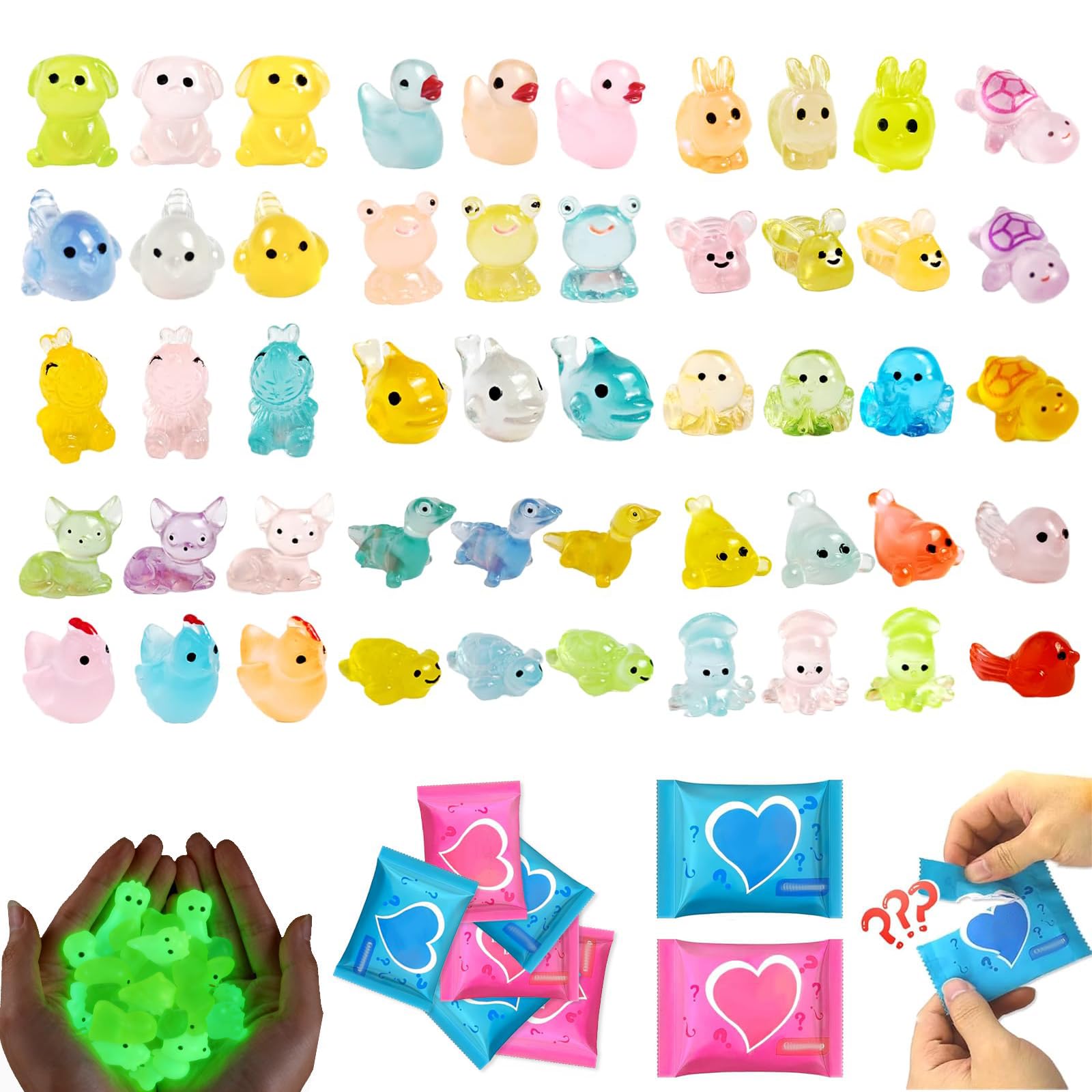 Nymora 100pcs Mini Resin Animals Blind Bag - Glow In The Dark Mystery Bag, Make It Mini Verse Animals, Luminous Blind Bags For Girls