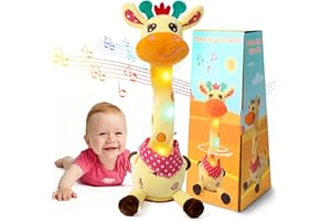Emoin Dancing Talking Giraffe Baby Toy, Adjustable Volume Baby Giraffe Toys Singing 10 Children's Songs Singing Mimicking Recording Repeating What You Say for Toddlers