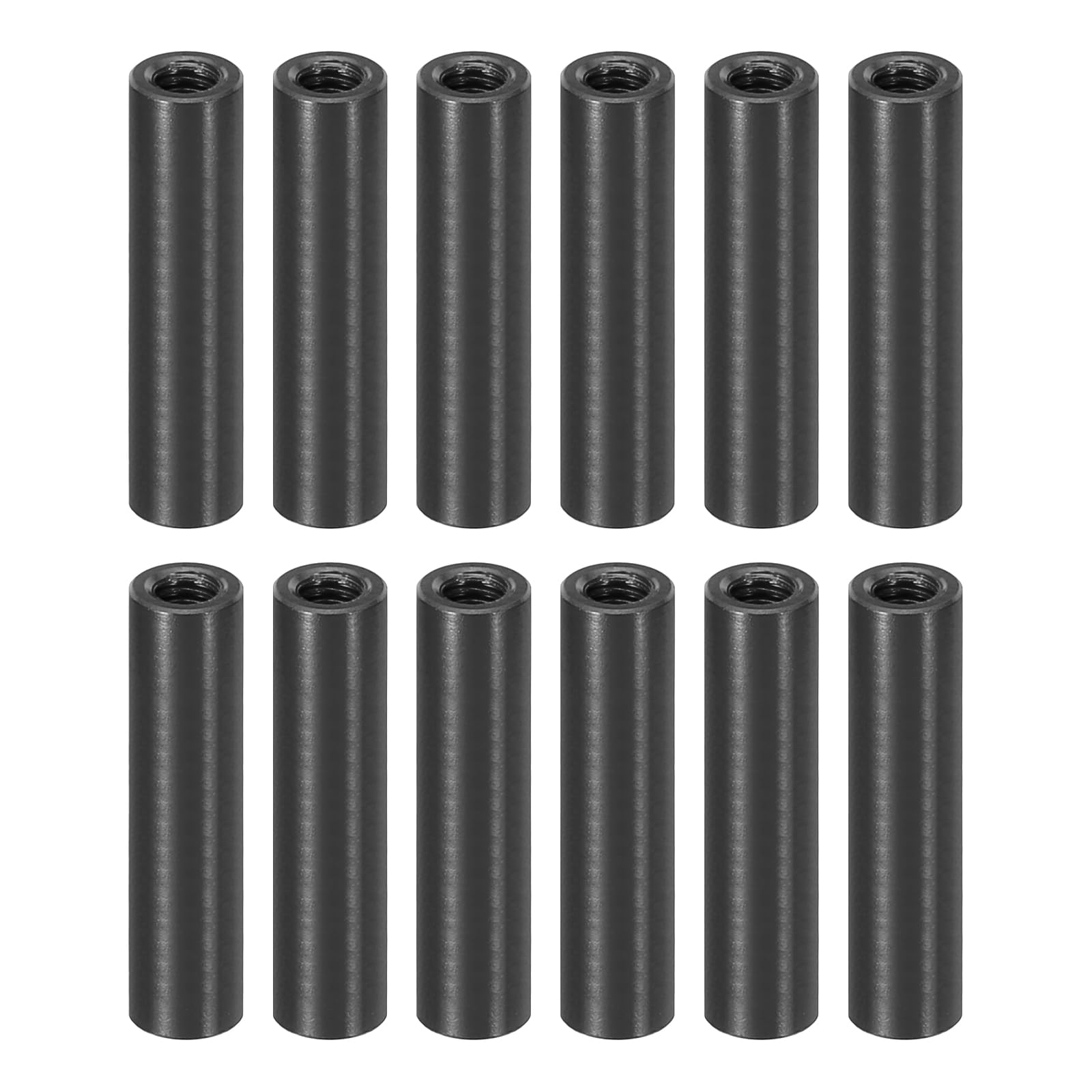 PATIKIL 12pcs M3 Metal Threaded Standoff Spacer Nuts, Round Aluminum Spacers Female Coupling Screws, 1/8" ID x 3/16" OD, Black, (22mm L) โ image 1