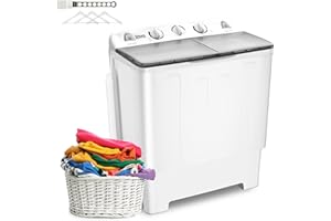 Erivess Portable 22 lbs Twin Tub Washing Machine with Drying Rack, 13 lbs Washer Mini Compact Laundry Machine and 9 lbs Spinner, Semi-automatic Washer Combo for Dorms, Apartments