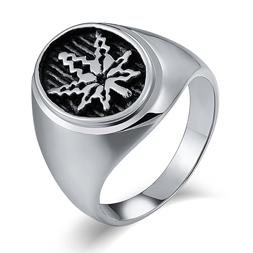 Epinki Edelstahl Herren Ringe Punk Rock Einzigartig Biker Herrenringe Vertrauensring Oval Ahornblatt Ring