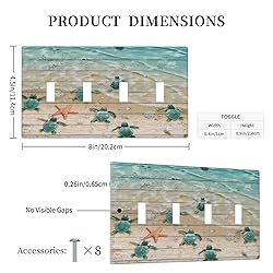 Sea Turtle Beach Rustic Wood Quad Toggle Light