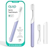 quip Sonic Toothbrush for Adults with Timer - Includes Extra Brush Head and Travel Cover Mount - Electric, Soft Bristle Refill Head, Plastic Handle, 3 Month Battery Life - Travel Toothbrush - Lavender