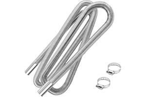 LIVOCCUR 1 inch Stainless Steel Exhaust Hose, 98.4" Flexible Exhaust Pipe,Diesel Heater Flexible Exhaust Tubing with 2 Hose Clamps Generator Exhaust Hose Parking Air Heater Fuel Tank Diesel Gas