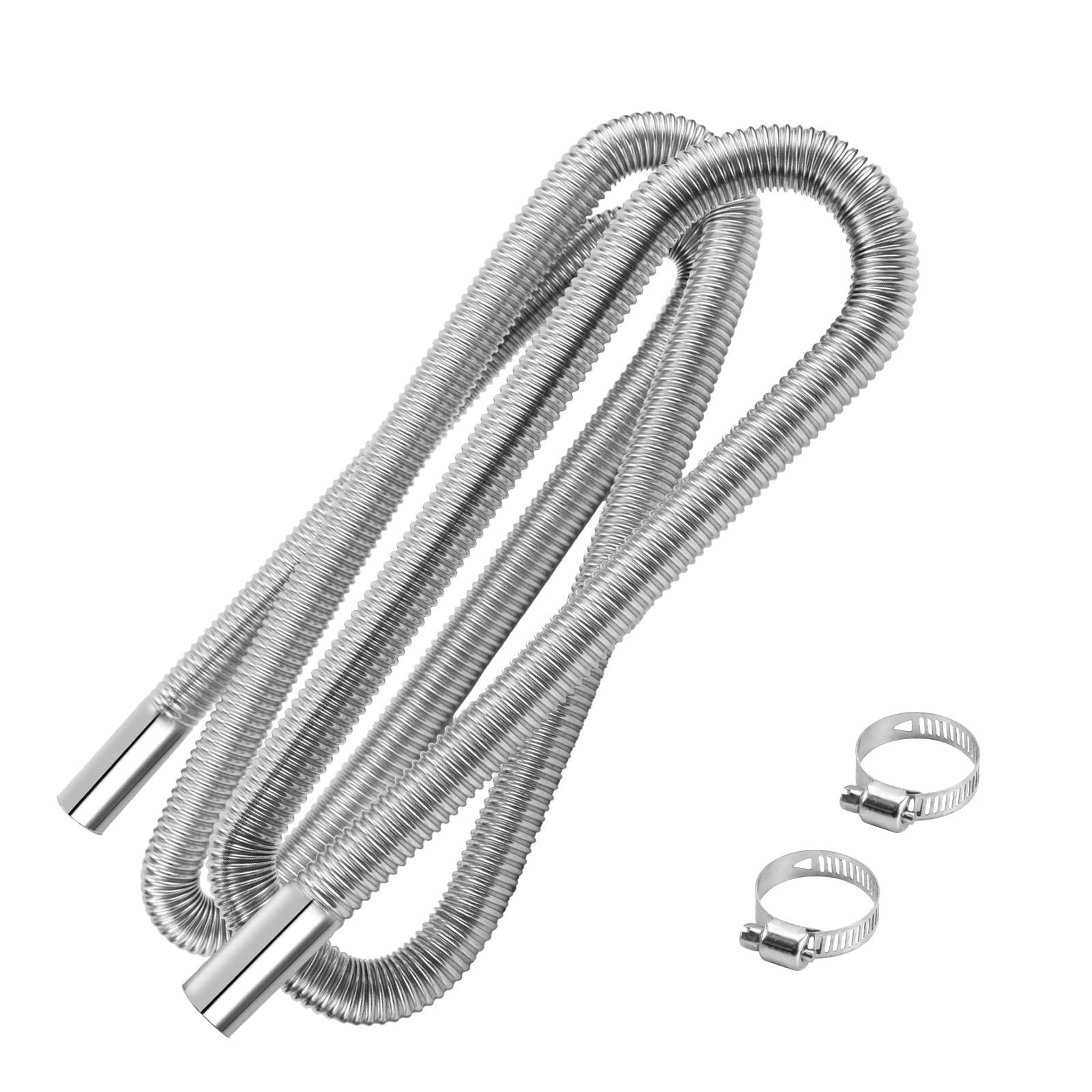 Photo 1 of 1 inch Stainless Steel Exhaust Hose, 98.4" Flexible Exhaust Pipe,Diesel Heater Flexible Exhaust Tubing with 2 Hose Clamps Generator Exhaust Hose Parking Air Heater Fuel Tank Diesel Gas