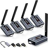 Lielyhod Upgraded Wireless HDMI 4 Receivers and Transmitter with LED Screen, Up to 6 RXs,165FT Plug & Play 1080P HD Output 5.8GHz Extender for TV Box/Laptop/Projector/Camera to Multiple Screens