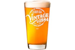 LILIWAIR 1984 40th Birthday Gifts Beer Glass for Men Women | Birthday Gift Man Woman Turning 40 | Funny 40 th Party Supplies Decorations Ideas | Forty Year Old Bday Presents | 40 years Gag Vintage Pint