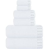 MALLONI HOME Ultra Soft 6 Pack Cotton Towel Set, Contains 2 Bath Towels 28x55 inch, 2 Hand Towels 16x24 inch & 2 Wash Coths 12x12 inch, Ideal Everyday use, Compact & Lightweight - White