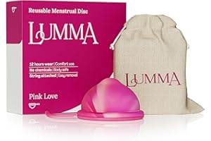 LUMMA Menstrual Disc | Includes Carrying Pouch and Silicone String for Easy Removal | Comfortable & Sustainable Choice to Tampons | Reusable Medical Grade Silicone, Leak-Proof (Pink, Medium)