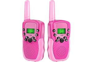 GINMIC Walkie Talkie for Kids, Toys for 3-12 Year Old Boys Girls with Backlit LCD Flashlight, Kids Walkie Talkies 2 Pack Long Range 22 Channels 2 Way Radio Kids Camping Hiking Kids Xmas Birthday Gift