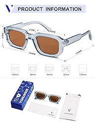VANLINKER Retro Chunky Rectangle Sunglasses for Men