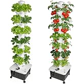 Hydroponic Tower, 14-Layer Hydroponics Growing System Kit with 70 Slots, Vertical Garden System with 20L Water Tank and Pump for Indoor Outdoor Home, Balcony &amp; Patio
