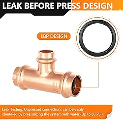 HeSun 10-Pack Copper Press Tee, 3/4" x 3/4" x