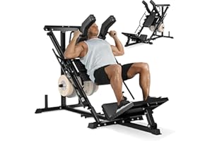 Leg Press Hack Squat Machine Combo for Home Gym, 3-in-1 Leg Press with Adjustable Backrest 45-Degree Lower Body Special with 