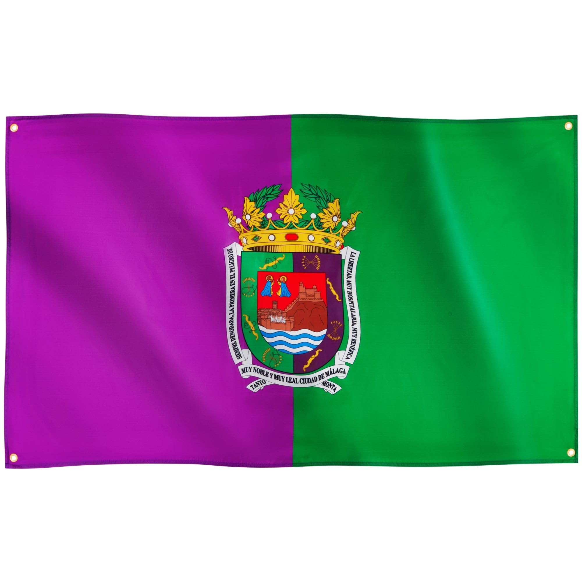 Runesol Malaga Flag, 91x152cm, 3ft x 5ft, 4 Grommets, Eyelet In Every Corner, Spanish Regional Flag, Andalusia, Victory Day, Premium Flags, Inside, Outside, Banner, Vivid Colours