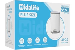 HIDALIFE Refills Compatible with Dekor Plus Diaper Pails, Disposable Diaper Trash Bags, Extra Thick Diaper Pail Refill Liners, Hold Up to 2320 Diapers (4 Pack)