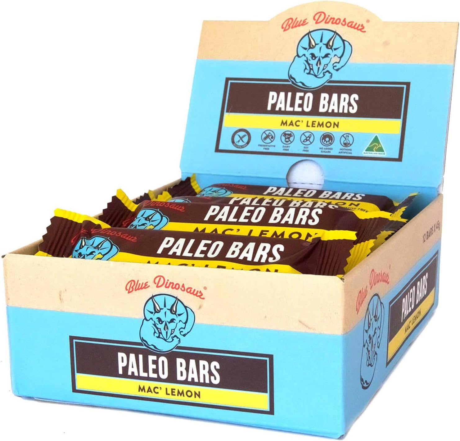 Blue Dinosaur  Paleo   Bar  Mac Lemon 45g