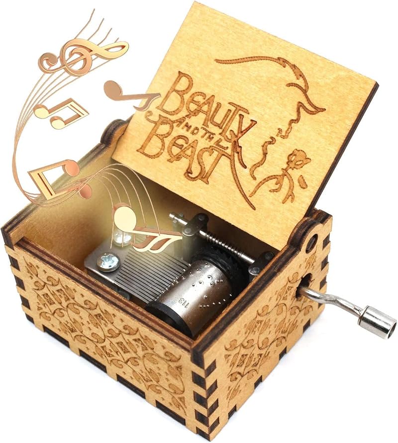 Yukiyi 18 Note Beauty and the Beast Wood Music Box Personalised Gift