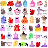 DIYDEC 50pcs Halloween Luminous Mini Figures 50 Styles Halloween Miniatures Little Small Resin Pumpkin Ghost Skull Figures Bulk for Party Favors Bag Fillers Garden Dollhouse Decor