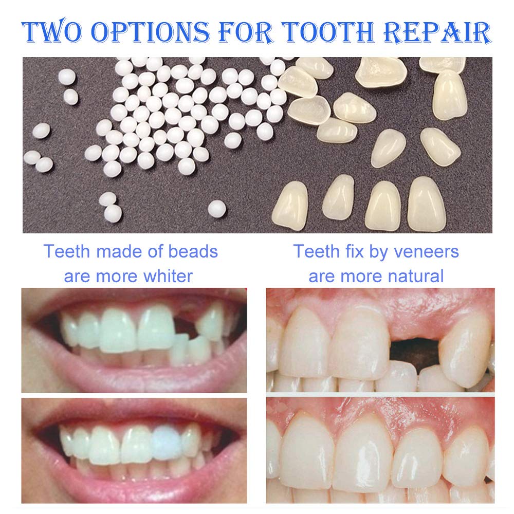 Temporary Tooth Repair Kit-Teeth Veneers for Fix the Missing Tooth Teaching，Thermal Fitting Beads for Filling the Broken Tooth and Teeth Gap, Resin Fake Teeth Crown : Beauty