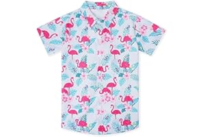 GOODSTOWORLD 2-10T Boys Novelty Hawaiian Short Sleeve Button Down Dress Shirt