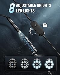 Endoscope Camera with Light, 1920P HD Borescope