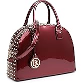 Dasein Women Patent Leather Purses Handbags Dome Satchel Purse Work Tote Structured Shoulder Bag with Long Strap