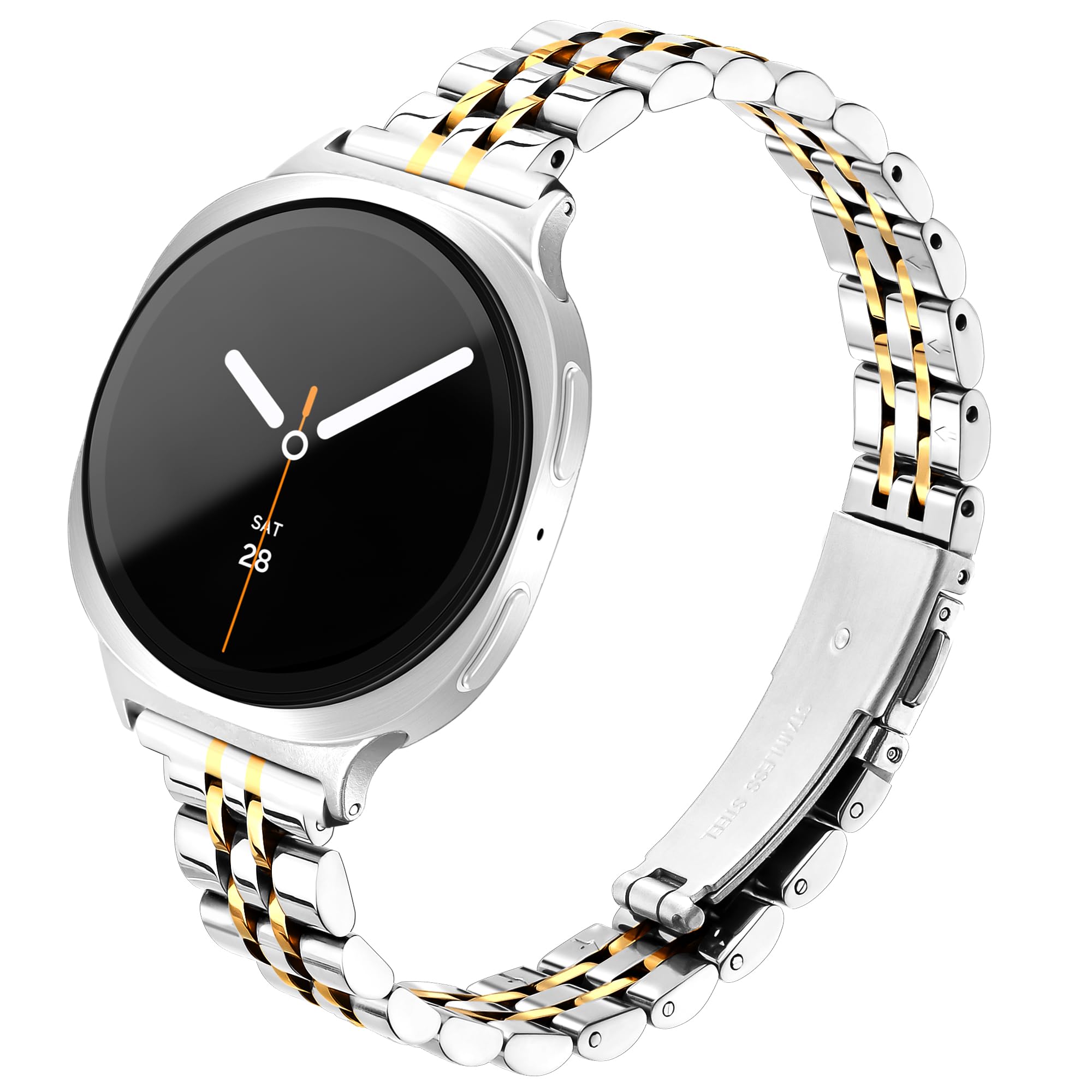 wipalor Galaxy Watch 8 8 Classic 7 6 5 4 FE 40mm 44mm 46mm Bands for Samsung Watch Bands, 20mm Watch Band Women Thin Metal Galaxy Watch Bands for Samsung Watch Bands 6 4 Classic/5 Pro/Active 2-Silver/Gold