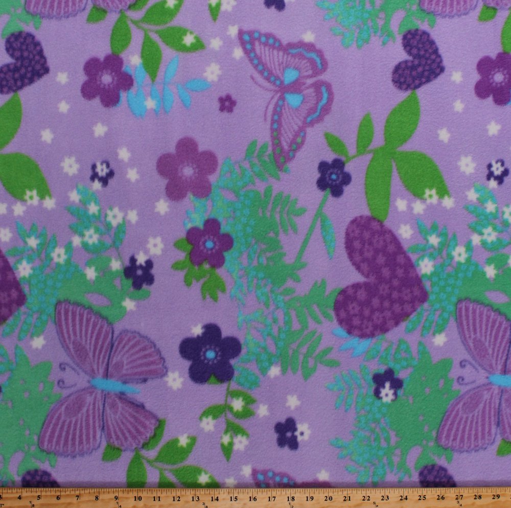 Buy Fleece Butterfly Butterflies Flowers Hearts Stars Children's Girls