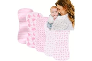 sleepyturtle 5 Pack Baby Burp Cloths, Unisex Newborn Burping Cloths, Soft and Absorbent Muslin Cotton, Large Size for Newborn
