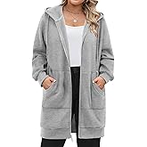 IN'VOLAND Women Plus Size Zip Up Hoodies Long Sleeve Tunic Sweatshirt Long Fleece Hoodie Jacket with Pockets
