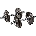 Signature Fitness Contoured Handle Cast Iron Adjustable Dumbbell Weight Set,Gray