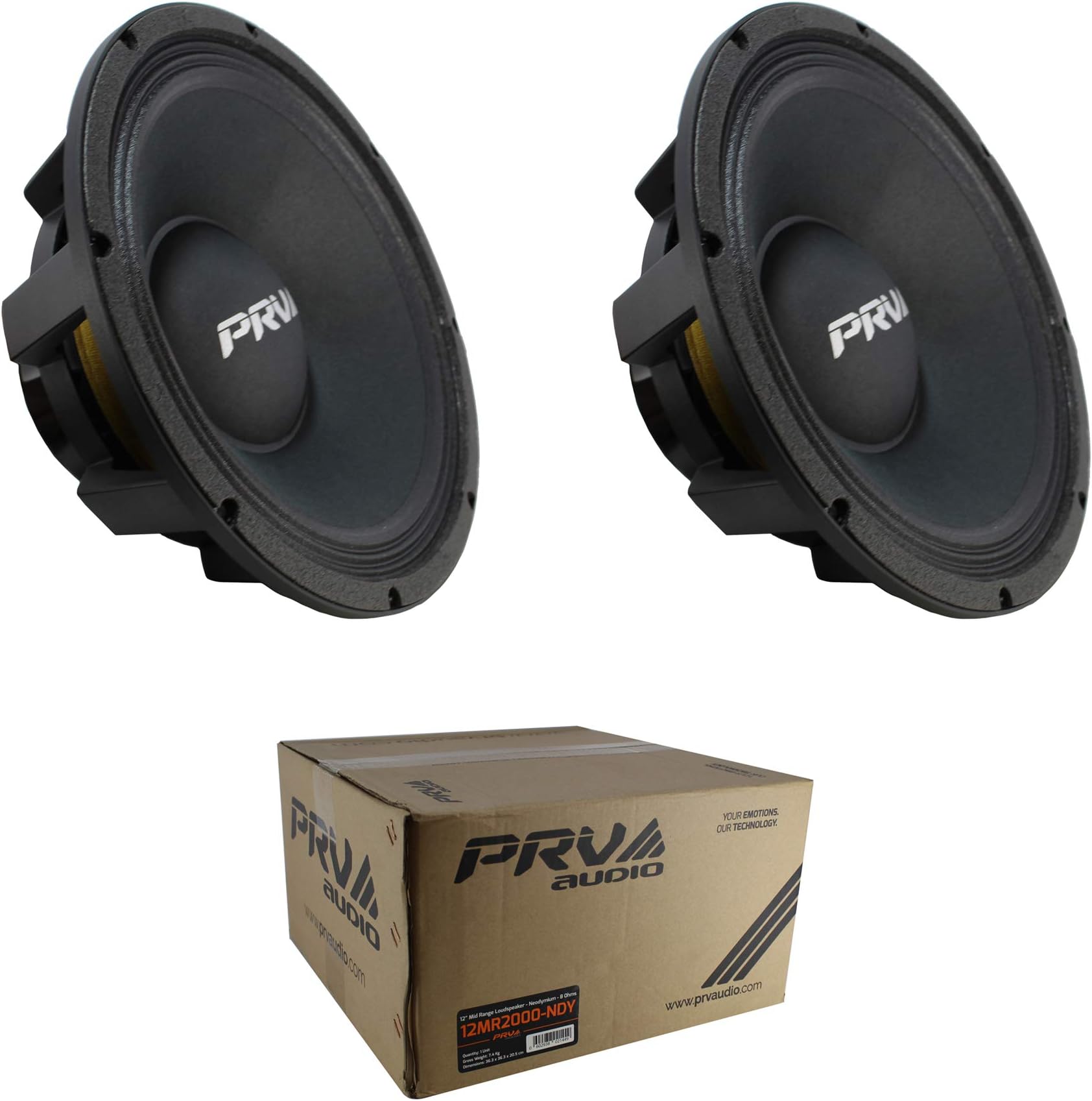 (2) 12" Neodymium PRV Full Loud 12MR2000-NDY Midrange Midbass 4000W 8-Ohm Speaker Pair
