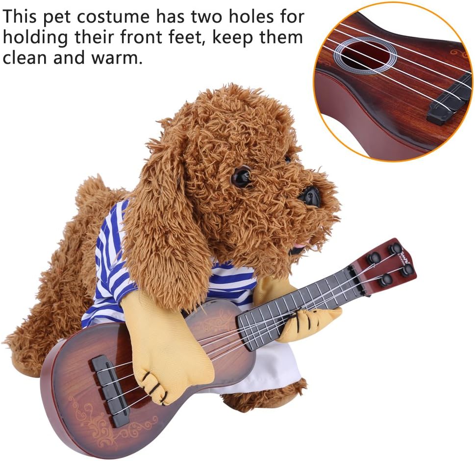 Creative Special Cute Funny Dog Guitar Player Standing Up Costume for Halloween Christmas Cosplay Party Pet Clothes(M) - Image 5