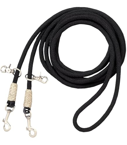 Showman - Riendas De Nailon Trenzadas De 9.2ft, Color Rojo, Blanco Y Azul Con Extremos A Presion De Tijera