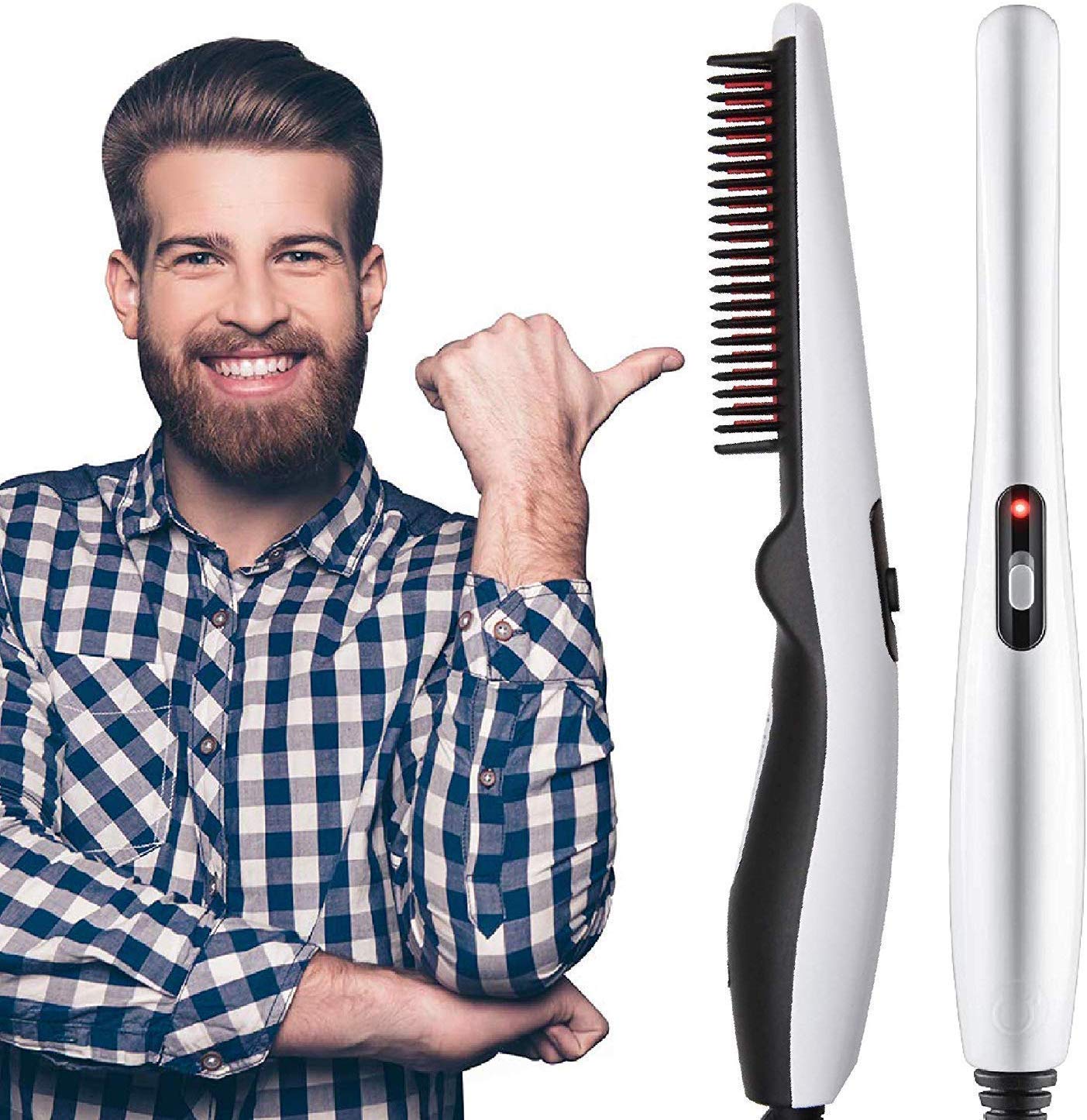Mildren 2 In 1 Beard And Hair Straightening Brush Electric Comb