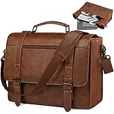 RAINSMORE Messenger Bag for Men 15.6 inch Leather Laptop Bag Vintage Waterproof Satchel Computer Briefcase for Office Work