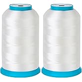 New brothread 2&times;5000M(5500Y) Huge Spools of Bobbin Thread- White | Bottom Thread, 60WT, 5000M (5500Y) Each Spool, Wind to Any Bobbin Size, for Embroidery and Sewing Machines