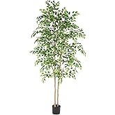 Nafresh Tall UV Resistant Ficus Tree Artificial,6ft(72in) Faux Ficus Tree with Realistic Smooth and Shiny Leaves, Fake Trees Indoor Outdoor for Home Office Living Room Bedroom Foyer Porch Decor.