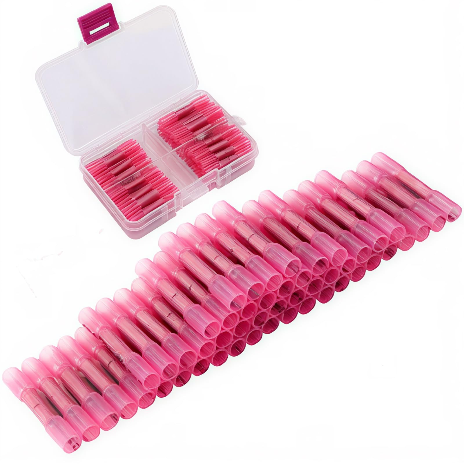 Heat Shrink Butt Terminals, CESFONJER Crimp Butt Splice Terminal Kit, Heat Shrink Butt Connectors, Red Solderless Connector kits, Waterproof Wire Connectors 50 Pcs for 22-16 AWG Cable