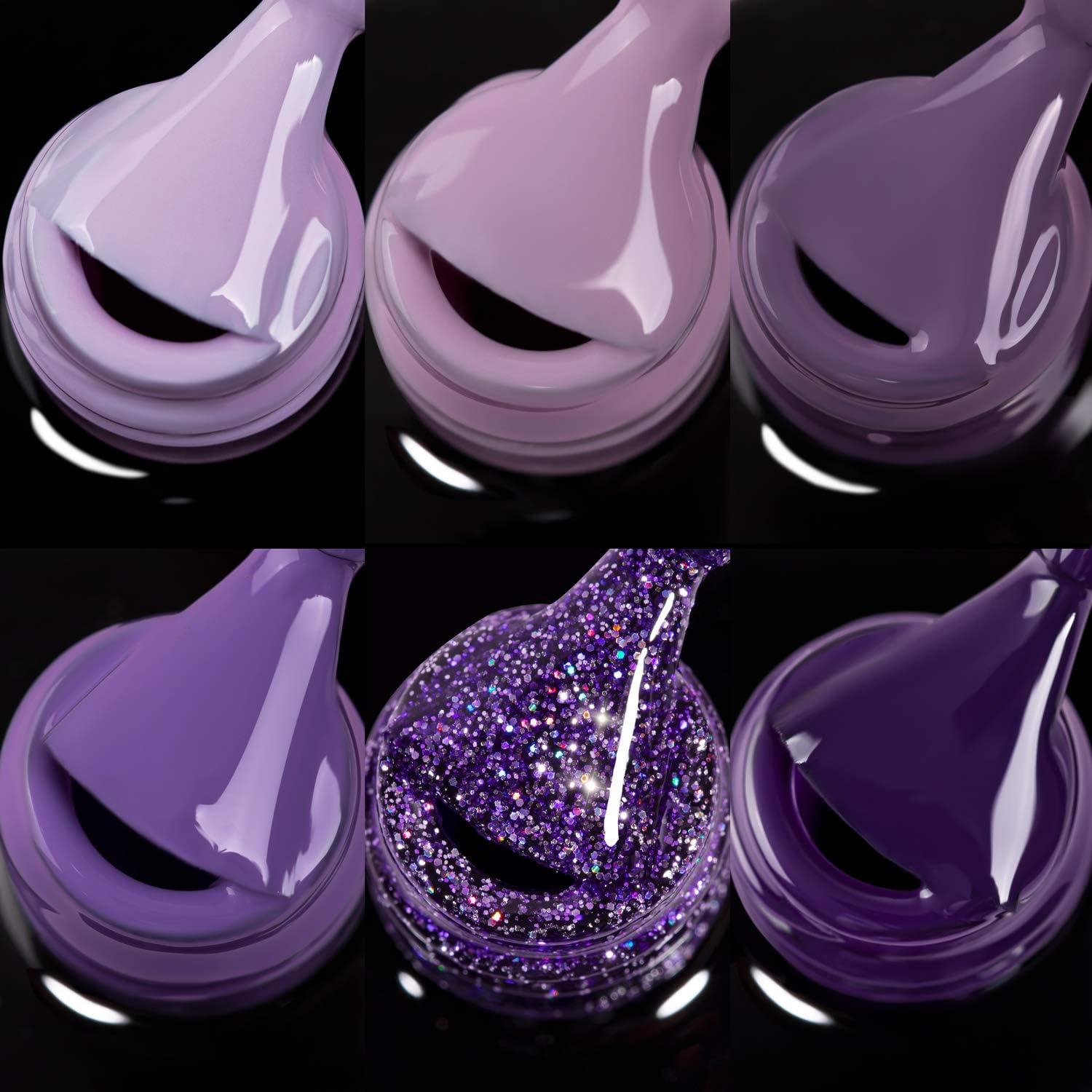 Beetles Purple Gel Nail Polish Kit- 6 Colors Gel Polish Set Grape Purple Nail Polish Soak Off LED Gel Nail Kit Nail Art Manicure Salon DIY at Home: Health & Personal Care