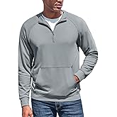 ZIWOCH Mens Quarter Zip Pullover Sweatshirt Long Sleeve Cotton Outdoor Hoodies with Pocket