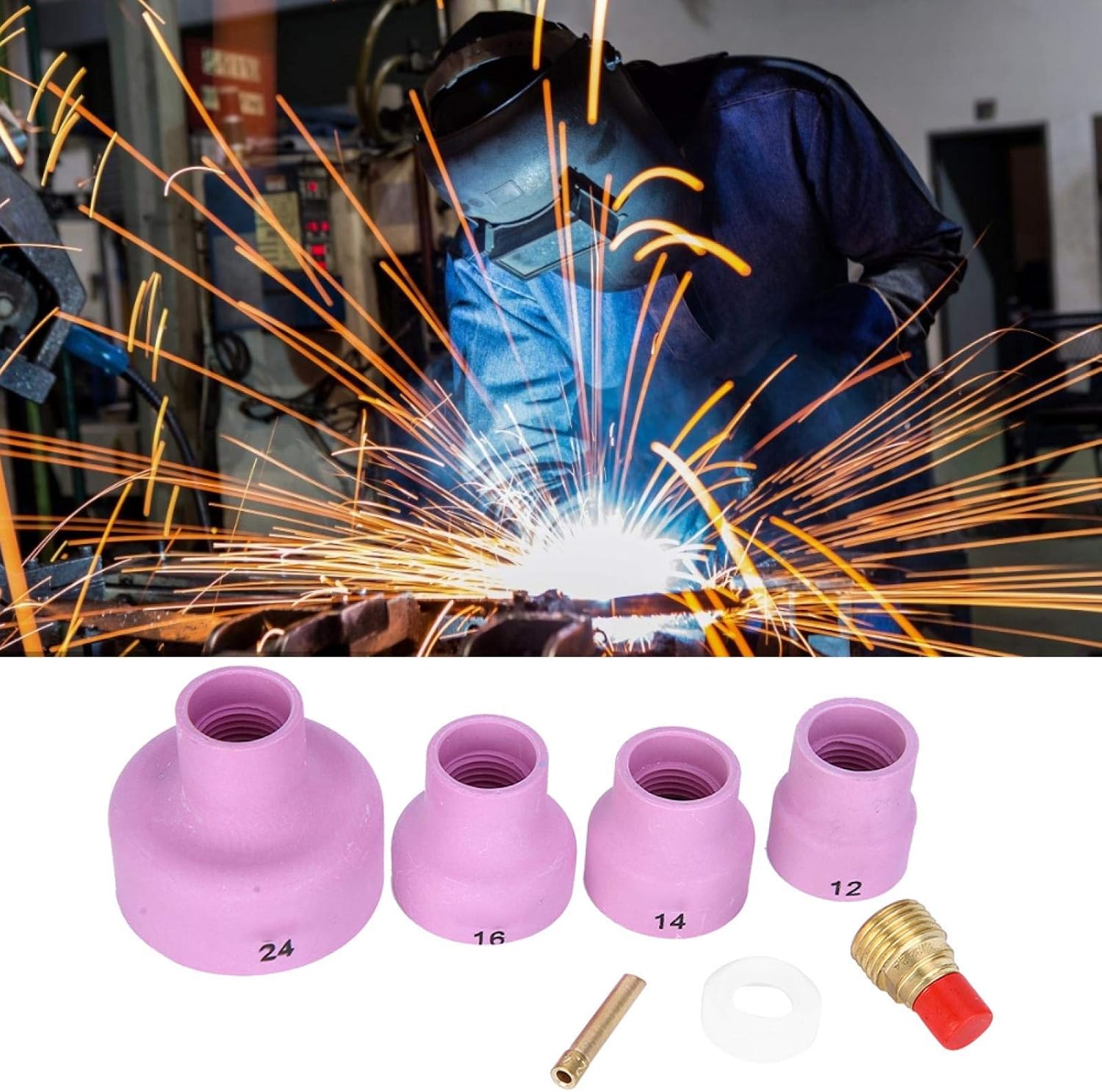 Ceramic Welding Cup, Ceramic Sandblast Nozzle Alumina Sand Blasting Ceramic Nozzle Cups Welding Equipment - - 