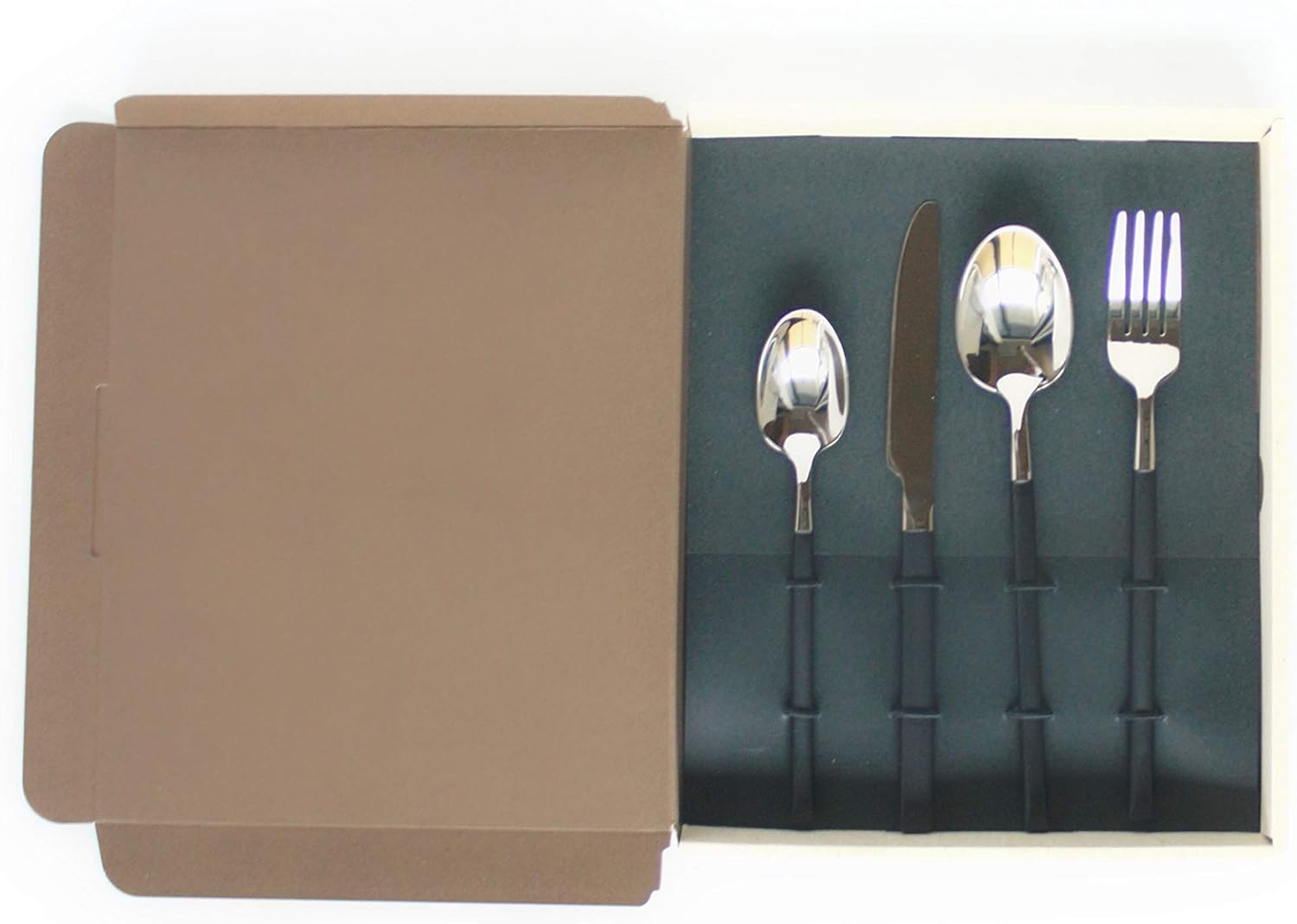 Amazon Colchicum カトラリーセット ギフト ギフトボックス オシャレ ステンレス 基本4本 フォーク スプーン ナイフ ティースプーン シルバー ブラック Colchicum カトラリーアソートセット 通販