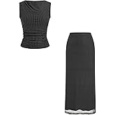 CIDER Women Two Piece Outfits Polka Dot Sleeveless Tops and Maxi Skirts Summer Going Out Trendy Casual Outfits