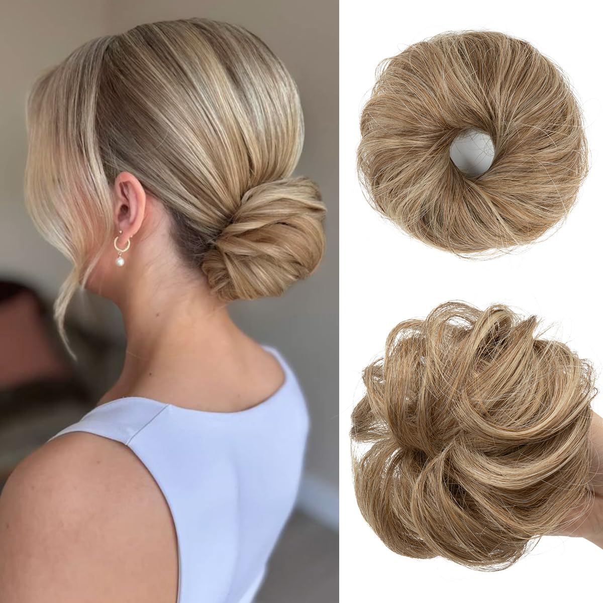 Photo 1 of *PARTIAL SET - ONLY 1 Pc*
CJL HAIR 2PCs Small Cute Messy Bun Hair Piece for Thin Hair Women Mini Synthetic Curly Bun Scrunchies Updo Hairpieces Sand