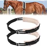 Teyva 2 Pcs Horse Training Surcingle, 40" Adjustable Fleece Lined Cinch | Padded Comfort Design, Chrome D Ring Buckles Secure Attachment, Ideal Riding School Trainers, Durable Saddle Cinch Strap