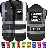 Custom Safety Vest High Visibility Reflective Vests with Pockets Zipper Customize Logo Class 2 for Men Construction Workwear