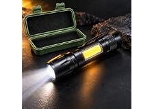 Lanterna LED Tática Recarregável USB COB Alta Potência com Estojo | Luz de Emergência, Para Camping e Trilha, Cabo Incluso, Design Compacto, Uso em Pesca